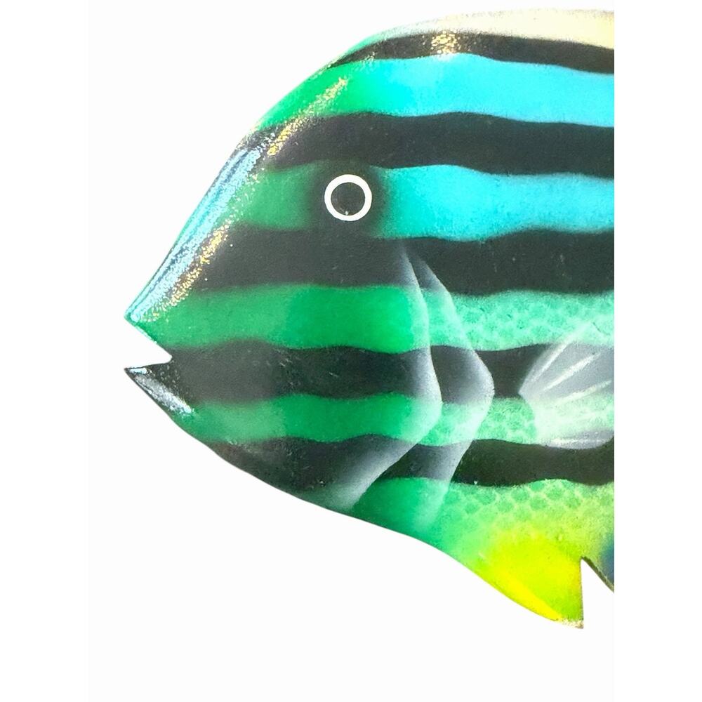 VINTAGE Set Of 3 Tropical Fish & Dolphin Wall Decor Hand Painted Wood 3499-65 - Picture 6 of 8